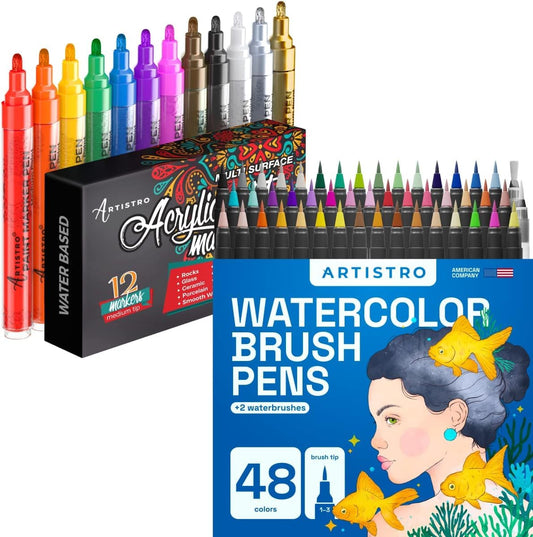 Colorya Brush Pens - 50 Real Nylon Tip Watercolor Pens by + 2