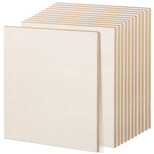  12 Pack Basswood Plywood Sheets 12 x 12 x 1/5 Inch-5 mm Thick  Basswood Plywood Board Wood Squares Sheets Natural Unfinished Wood for  Crafts, Painting, Model Making, Wood Burning and Laser