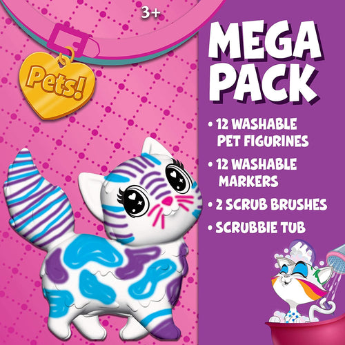 Crayola Scribble Scrubbie Pets Mega Pack (12 Pets), Reusable Pet Care Toy,  Dog & Cat Toys for Kids, Gift for Girls & Boys, 3+