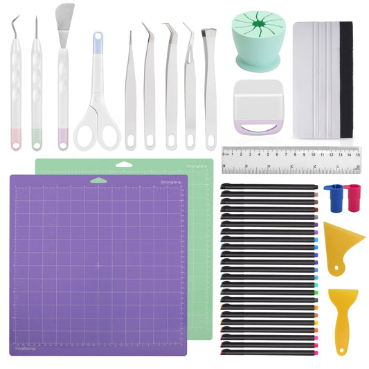 Accessories Bundle for Cricut Makers Machine Supplies- Includes Weeding  Tools, Heat Transfer, Adhesive Vinyl Sheets for 71pcs Craft Starter Kit,  Pros