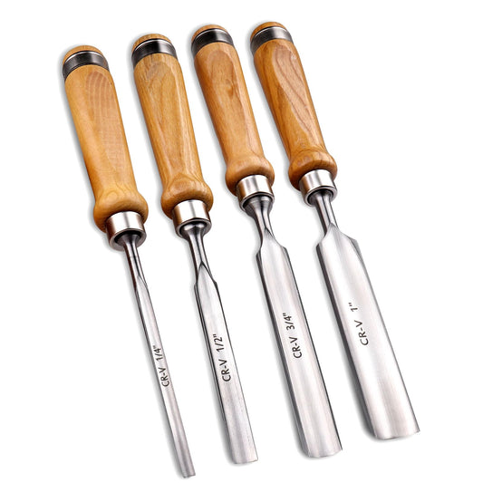 Lytool 5 Piece Wood Chisel Sets for Woodworking Wood Chisels for Carpentry  CR-V Steel Beveled Edge Blade Wood Working Chisel Sets for Woodcarving  Mortise 1/4 1/2 3/4 1 1-1/4