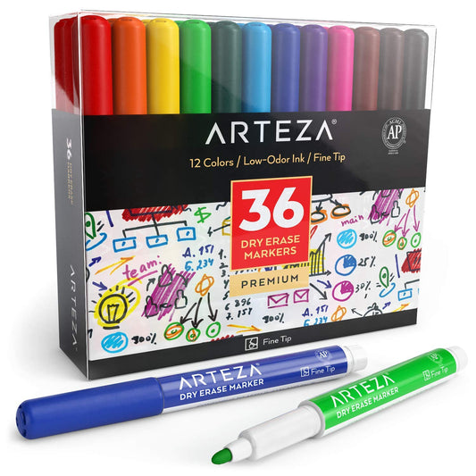 ARTEZA Liquid Chalk Markers, Set of 16 Bright Colors, for Blackboard,  Whiteboard, Windows, Mirrors & Glass, Fine Tip Chalkboard Pens, Office  Supplies