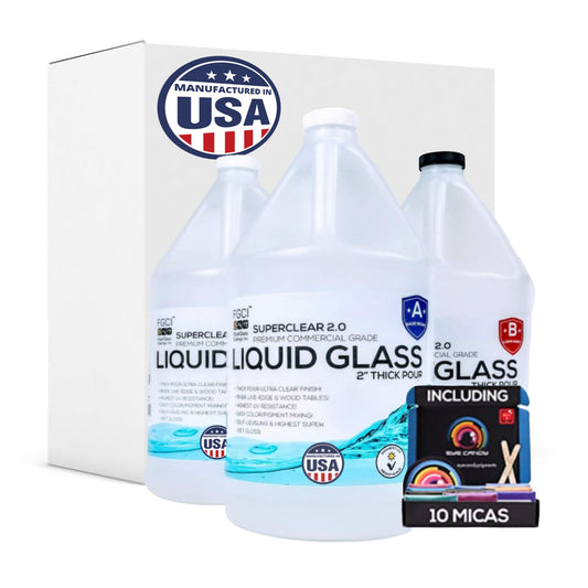 SuperClear Liquid Glass Deep Pour Epoxy Resin Kit, Premium Commercial Grade, Bulk 15 Gallon Mega Pack - 2:1 Crystal Clear Liquid Glass Pour Up to 2-4