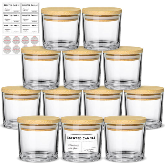  MILIVIXAY 6 Pack 16 oz Candle Jars with Bamboo Lids