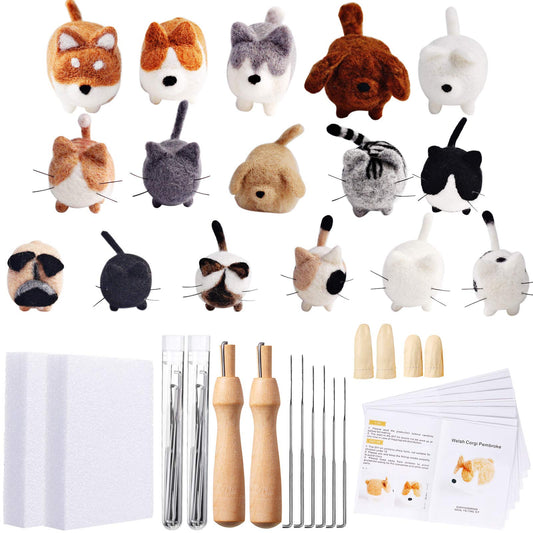 Incraftables Wool Needle Felting Kit (15 Colors). Best Wool