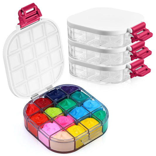  Honbay 24 Deep Compartments Plastic Paint Palette Paint Tray  with Soft Lid for Watercolors, Gouache, Acrylic and Oil Paint
