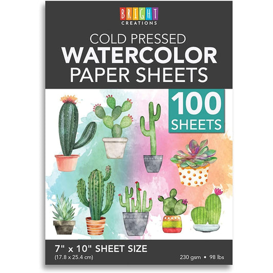 Lightwish Watercolor Journal, 100% Cotton Hot Press Watercolor  Paper,140lb/300gsm Acid-Free, 24 Sheets 5.12x7.48” Sketchbook for Adults,  Students, and