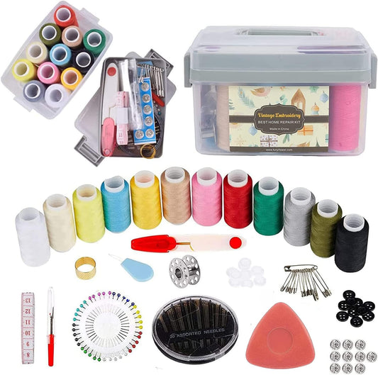 GOANDO Sewing Kit for Adults Needle and Thread Kit for Sewing Upgrade 41  Spools of Thread 206 Pcs Oxford Fabric Case Portable