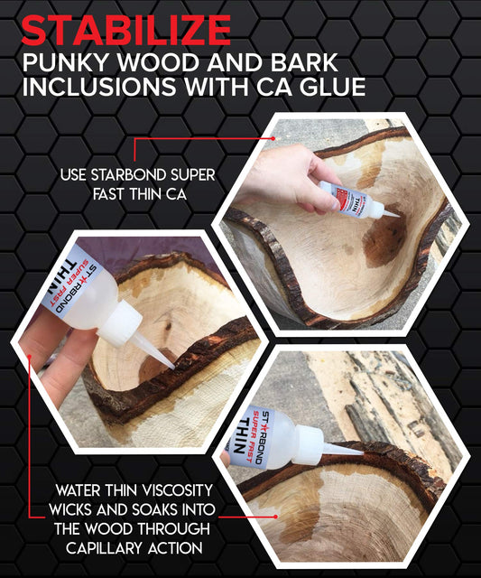 Starbond 2 oz. Dark Brown Medium-Thick CA Glue (premium Cyanoacrylate Super Glue) Knot Filler 500 CPS Viscosity for Woodworking, Woodturning, Carpen