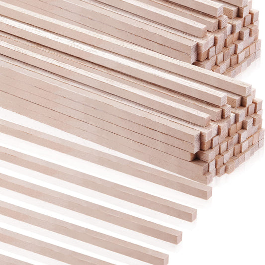  MUXGOA Balsa Wood Sticks,100 Pcs 1/4 × 6 inch Balsa Wood Strips  Square Wooden Dowels Unfinished Wooden Strips for Crafts DIY Molding Crafts  Projects Making