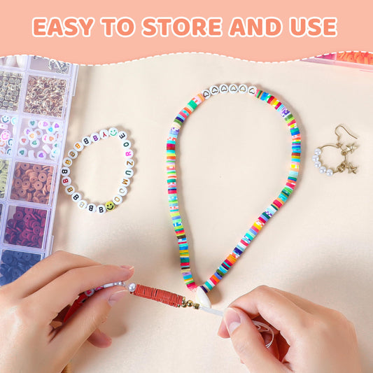 Redtwo 19,000pcs Clay Beads Bracelet Making Kit 120 Colors, 6 Boxes Flat  Preppy Heishi Beads with Charms for Friendship Jewelry Making Kit, Craft