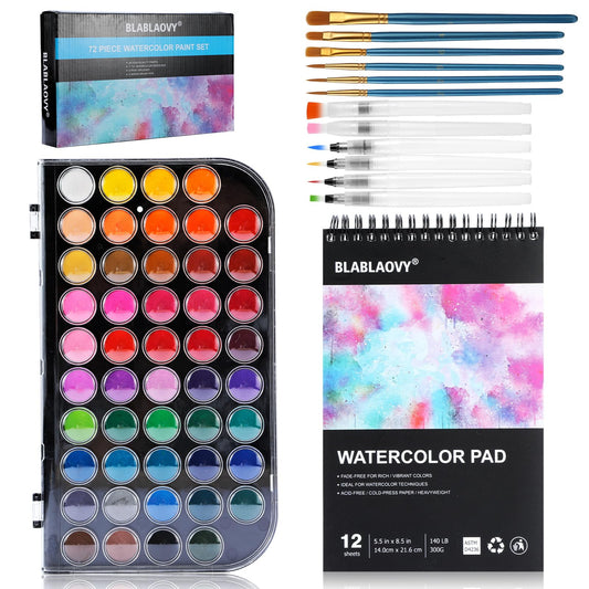  Dyvicl Watercolor Paint Set, 72 Assorted Watercolors