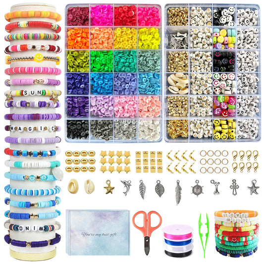 ADIIL 7200 Pcs Clay Beads Bracelet Making Kit, 24 Neutral Colors 6mm P –  WoodArtSupply