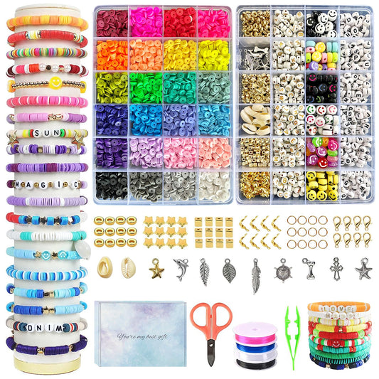 OCARDI 7500+Pcs Clay Bead Bracelet Kit,28 Colors Clay Beads for Jewelry Making Kit with Gift Pack,Bracelet Making Kit for Teen Girls Gift,Friendship