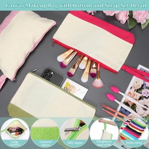 Canvas Makeup Bags Bulk Travel Cosmetic Bags Plain Makeup Pouch  Multi-Purpose