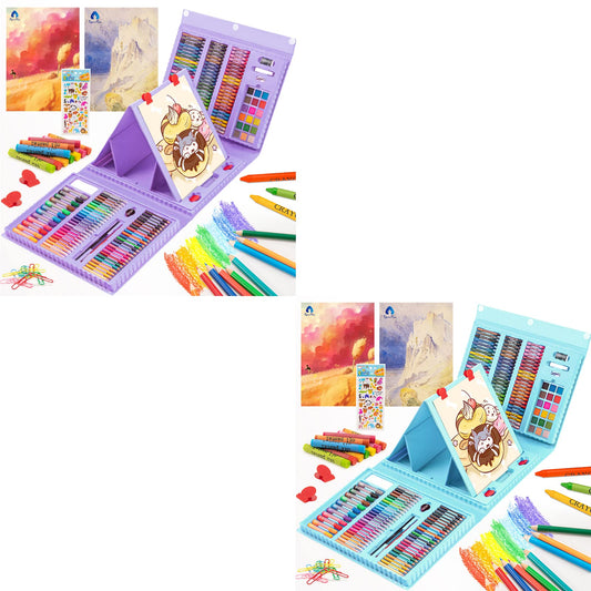 Art Supplies 240-Piece Drawing Art Kit Gifts Art Set Case with Double Sided Trifold Easel Includes Oil Pastels Crayons Colored Pencils Watercolor