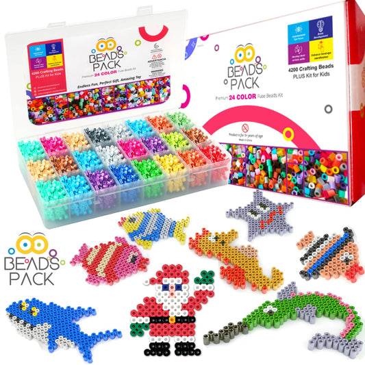 Arteza Kids Heat Fuse Beads, 12,000 Iron Beads, 12 Colors, 35 Assorted  Designs, 5 Templates, 10 Key Rings, Kids Activities and Craft Supplies for