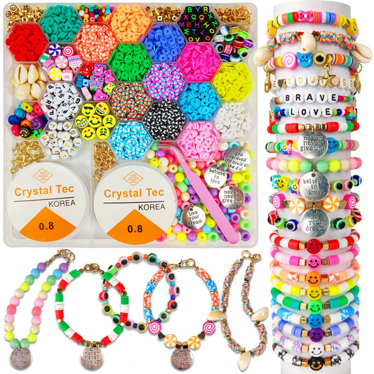 Bracelet Making Kit Pony Beads Fruite Flower Polymer Clay Beads Letter Beads  for