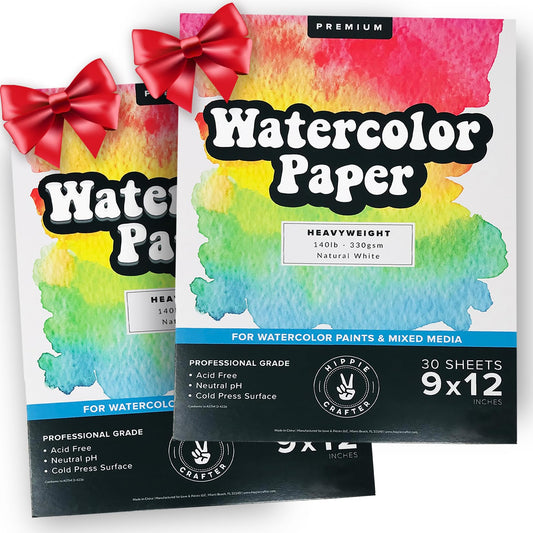 Art-n-Fly 5.5 x 8.5 in Watercolor Sketchpad Mini Book - 2 Pack x 35 Sheets  Each- Spiral Bound and Microperforated - 300gsm / 140lb 8.5x5.5