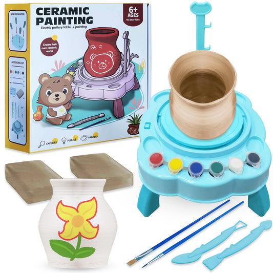 IAMGlobal Pottery Wheel, Pottery Studio, Craft Kit, Artist Studio, Ceramic Machine with Clay, Educational Toy for Kids