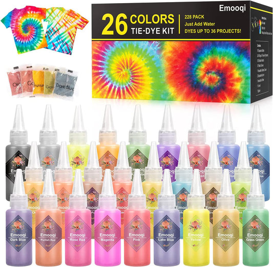 26-Color Tie Dye Kit for Adults, Kids - Fabric Dyes for Clothing with –  WoodArtSupply