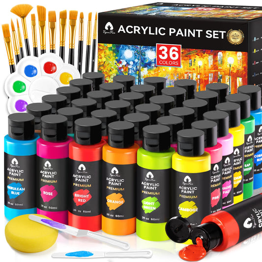 Acrylic Paint Set for Kids, Artists and Adults - 12 Vibrant Colors