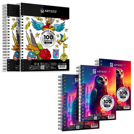 ARTISTO 8.5x11 Premium Hardcover Sketchbook - Pack of 2 (160 Sheets), 125  GSM, Acid-Free Drawing Paper, Hardbound Sketch Pad with Inner Pocket