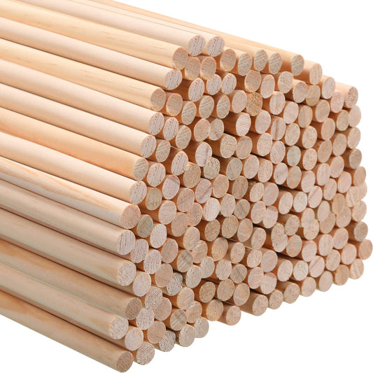 HOPELF 100PCS Dowel Rods Wood Sticks Wooden Dowel Rods - 1/4 x 36 Inch  Unfinished Bamboo Sticks - for Crafts and DIYers