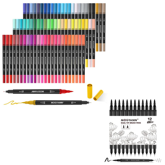 Mogyann Markers for Adult Coloring 72 Coloring Pens Dual Tip Brush