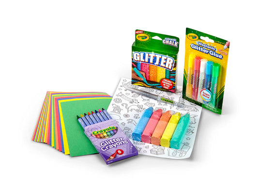 Crayola Color Caddy Craft Kit (90+ Pcs), Kids Coloring Set, Gifts for Kids  4+, Includes Crayons, Markers, Colored Pencils, Glitter Glue, Scissors, 