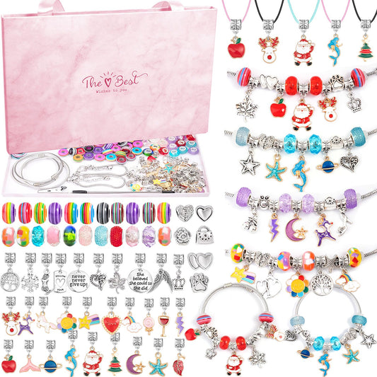  Charm Bracelet Making Kit, Kid Jewelry Making Kit for Girls 8-12,  Unicorn Toys for Girls Age 4-6 Birthday Christmas Gifts for Girls Crafts  Age 5-7 DIY Necklace Kit with Initial Jewelry
