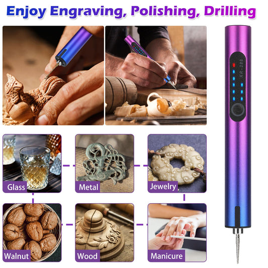 Culiaus Customizer Engraving Pen: Ultimate Cordless Portable for Artists &  DIYers - Engrave 50+ Surfaces - Beginner Friendly - Rechargeable - Free 30  Bits & Mastery Guide