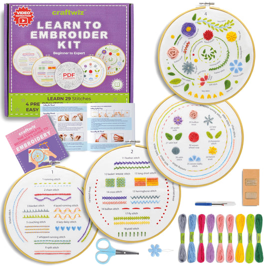 ARTIFICAY 4Set Embroidery kit for Beginners with Embroidery