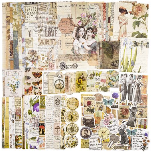 100 Pcs Vintage Scrapbooking Supplies Junk Journal Kit Decoupage Paper  Stickers Ephemera Pack for Art Aesthetic Journaling Bullet Journals  Planners