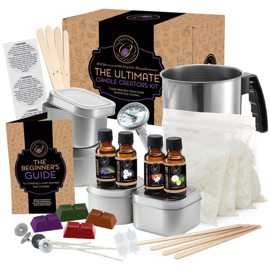 softowl SoftOwl Premium Soy Candle Making Kit - Black Edition - Full Set -  Soy Wax, Big 7oz Jars & Tins, 7 Pleasant Scents, 10 Color Dye