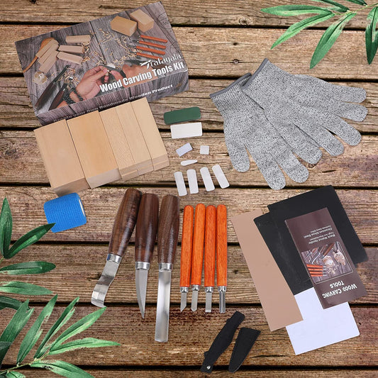 Wood Carving Tools Kit for Beginners 23pcs Hand Carving Knife Set Craft  Engraving Supplies Include All-Purpose Cutting Knife and Detail Knife with  Cut