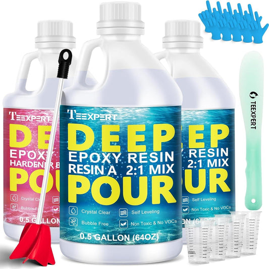 Deep Pour Epoxy Resin, 1.5 Gallon Epoxy Resin Kit Crystal Clear Not Ye –  WoodArtSupply