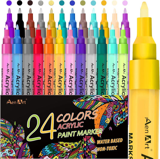 24 Colors 1mm Fine Tip Water Based Artistro Acrylic Paint Marker