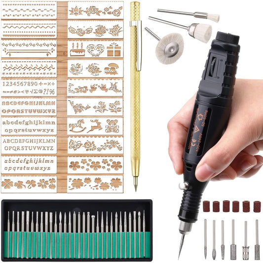 Toolly 108 Pcs Engraving Tool Kit, Multi-functional Electric Corded Micro Engraver Etching Pen DIY Rotary Tool for Jewelry Glass Wood Metal Ceramic