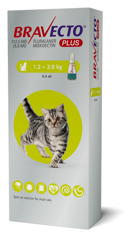 Bravecto Plus For Small Cat 2.6-6.2 lbs (1.2-2.8kg)