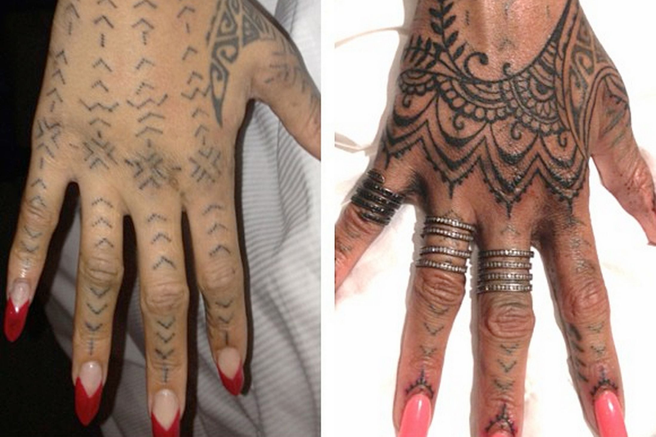 1. Rihanna's "Shhh..." finger tattoo - wide 2