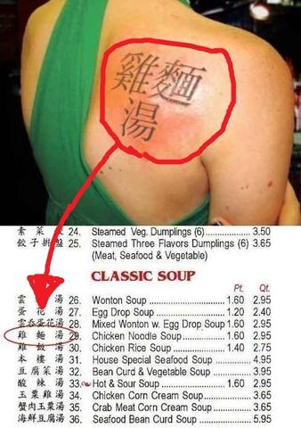 Chinese Writing Tattoo Fail 
