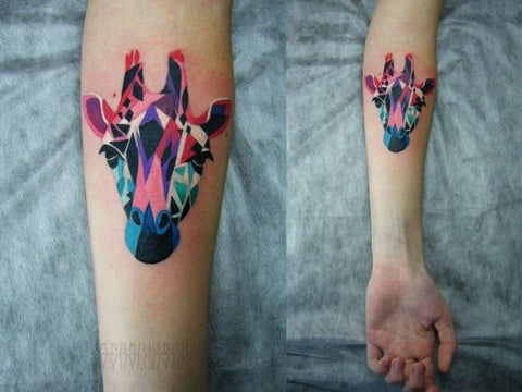 giraffe geometric animal tattoo design