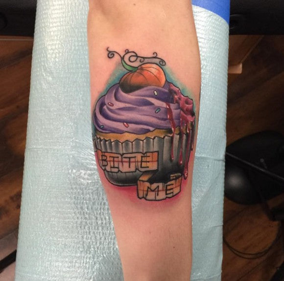 Halloween cupcake tattoo by Jarvis