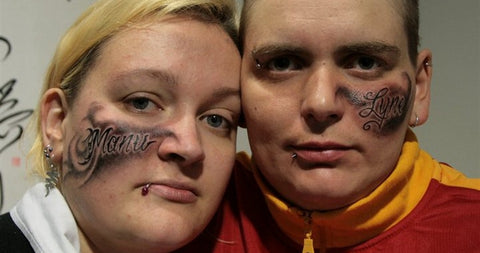 couple face tattoo