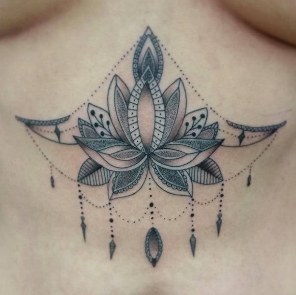 Fleur Lotus Tattoo Sternum