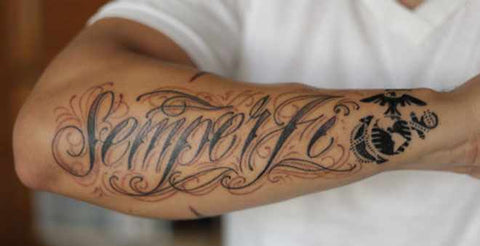 semper fidelis forearm tattoo