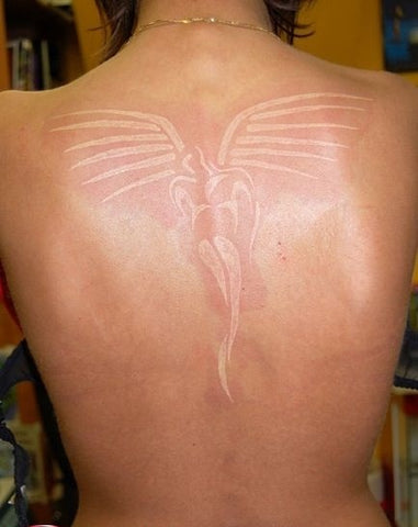 angel white ink tattoo