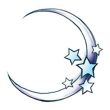 Tattoo style icon a moon and stars Royalty Free Vector Image
