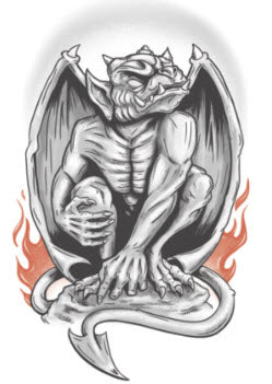 Black Ink Gargoyle Tattoo On Forearm
